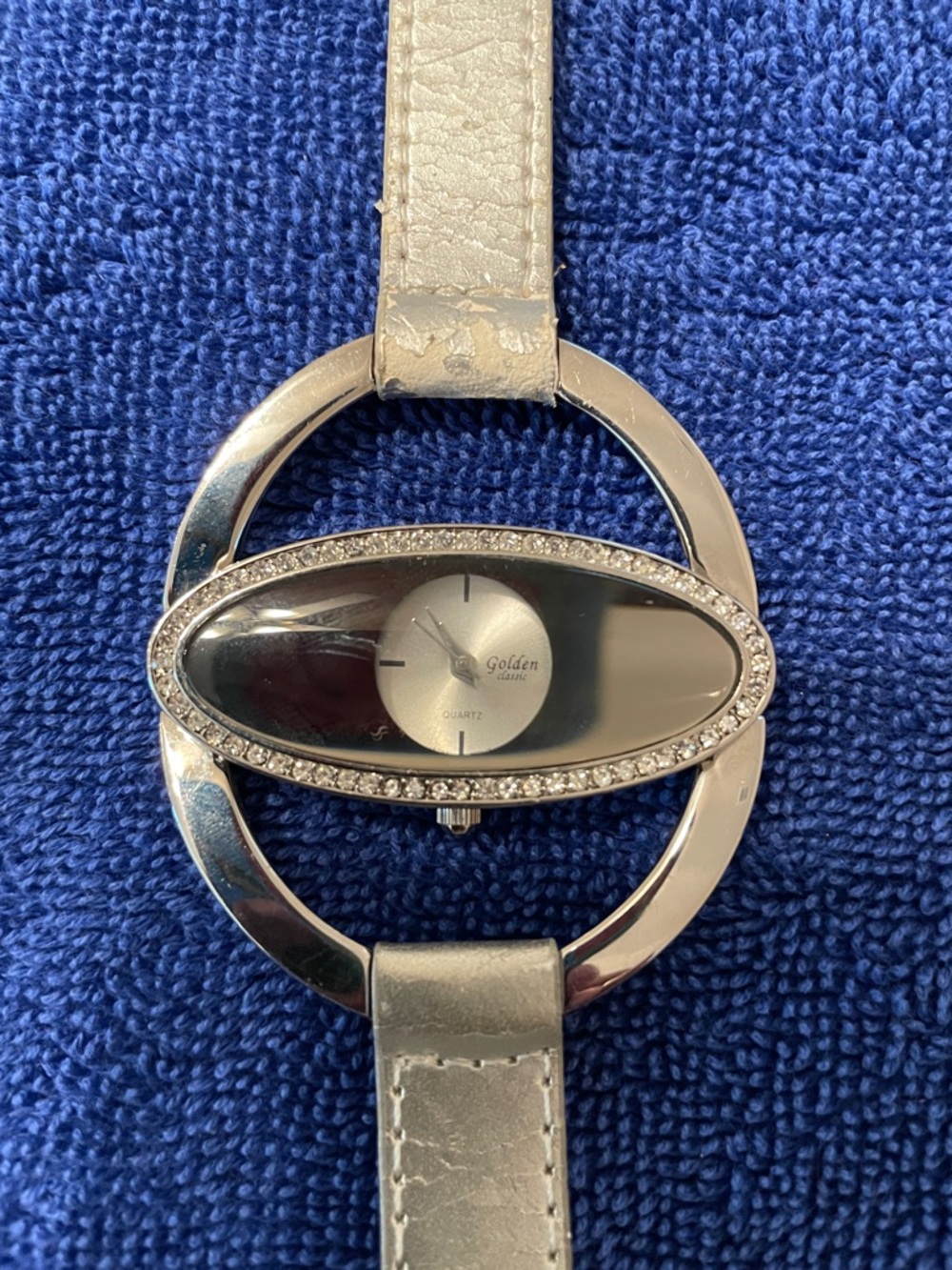 Golden Classic Brand Oval Crystal Accent Ladies Watch